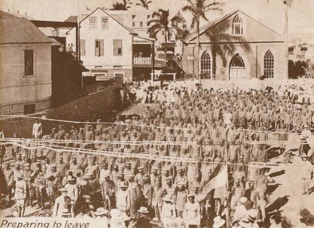 Belizean Soldiers, getting ready for " World War One"